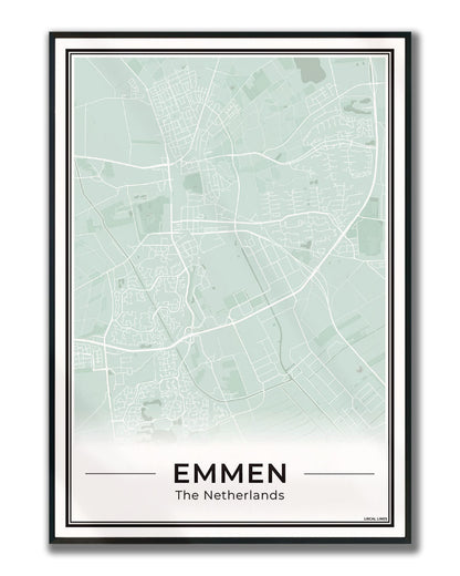 Kaart Plattegrond Emmen Poster voor Wanddecoratie Ingelijst Sage