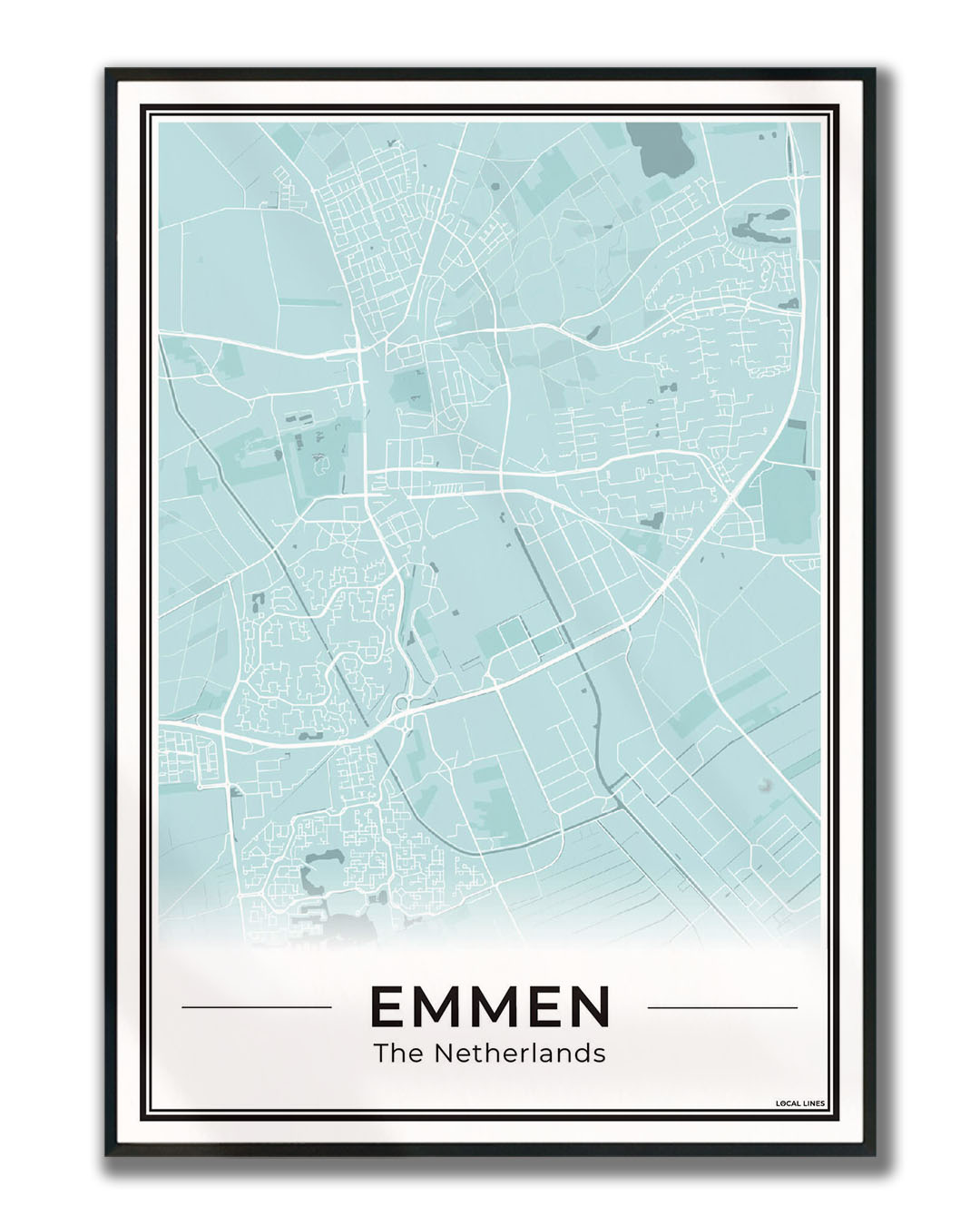 Kaart Plattegrond Emmen Poster voor Wanddecoratie Ingelijst Sky