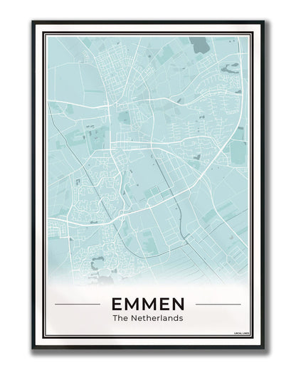 Kaart Plattegrond Emmen Poster voor Wanddecoratie Ingelijst Sky