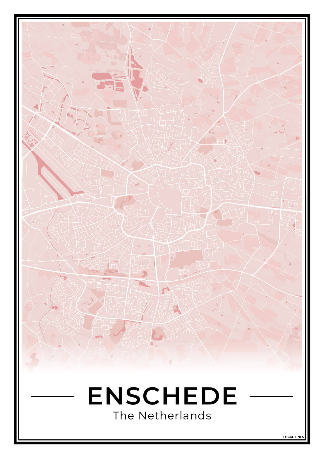 Plattegrond Enschede Wanddecoratie Blush