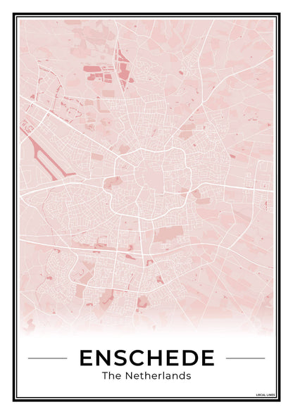 Plattegrond Enschede Wanddecoratie Blush