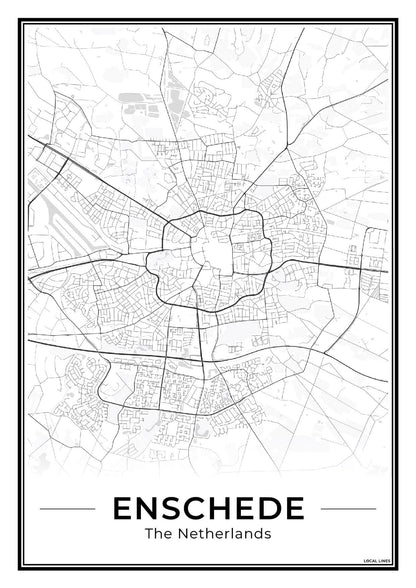 Plattegrond Enschede Wanddecoratie Light