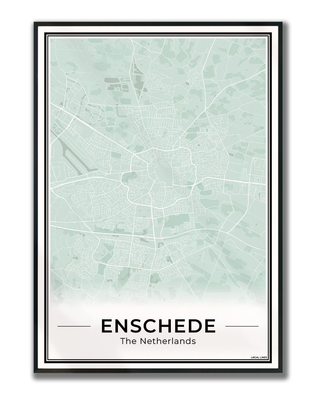 Plattegrond Enschede Wanddecoratie Ingelijst Sage