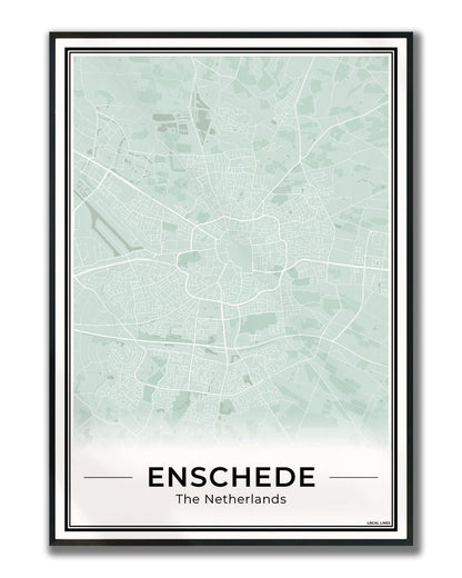 Plattegrond Enschede Wanddecoratie Ingelijst Sage
