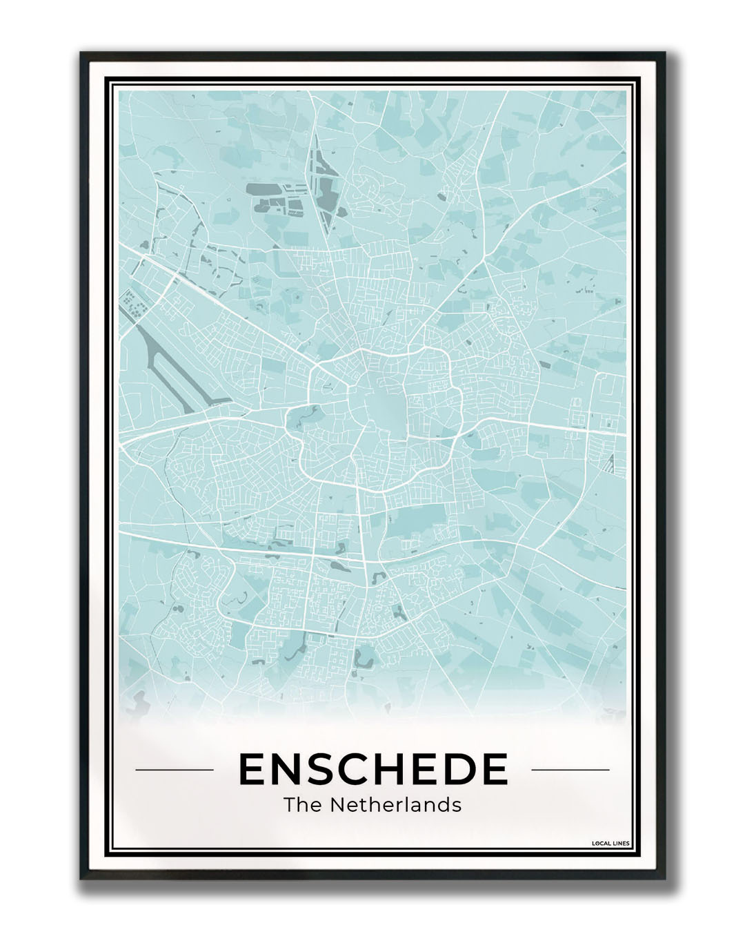 Plattegrond Enschede Wanddecoratie Ingelijst Sky