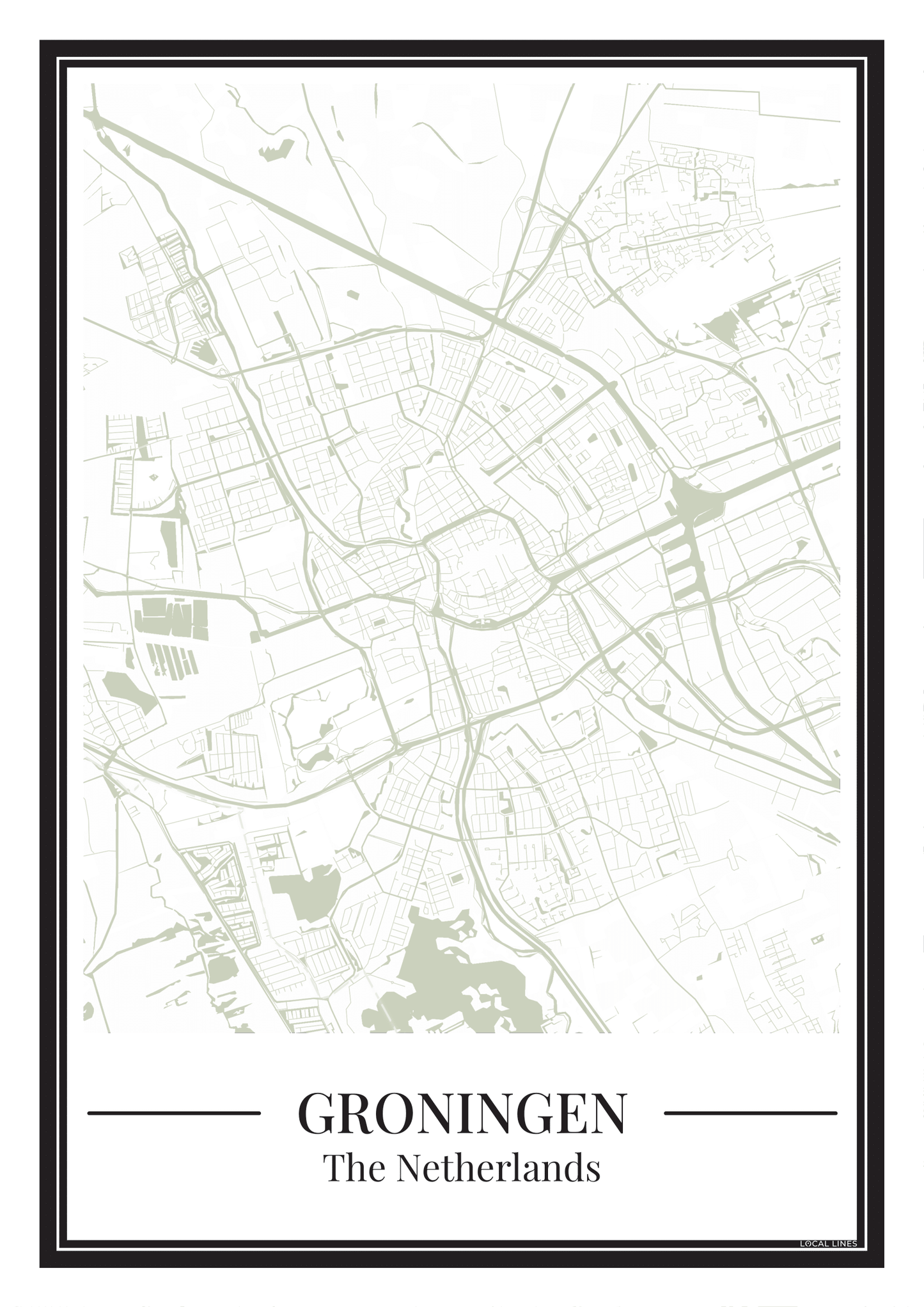 Stadskaart Groningen Poster in groen