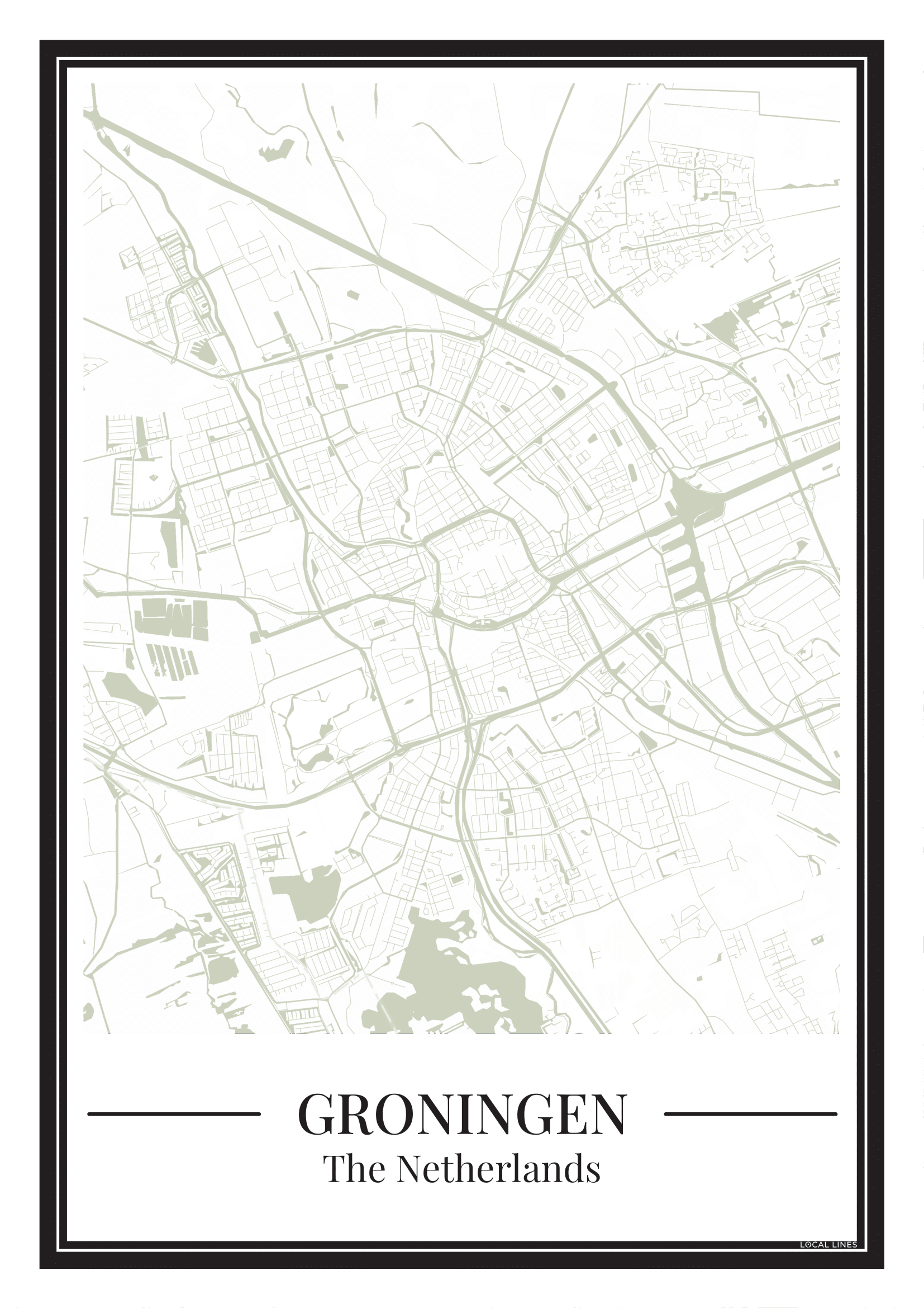 Stadskaart Groningen Poster in groen