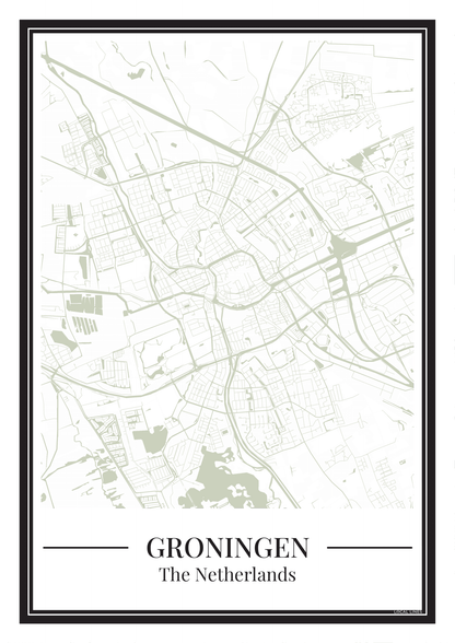 Stadskaart Groningen Poster in groen