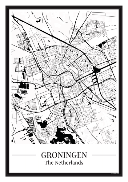Stadskaart Groningen Poster voor interieurdecoratie