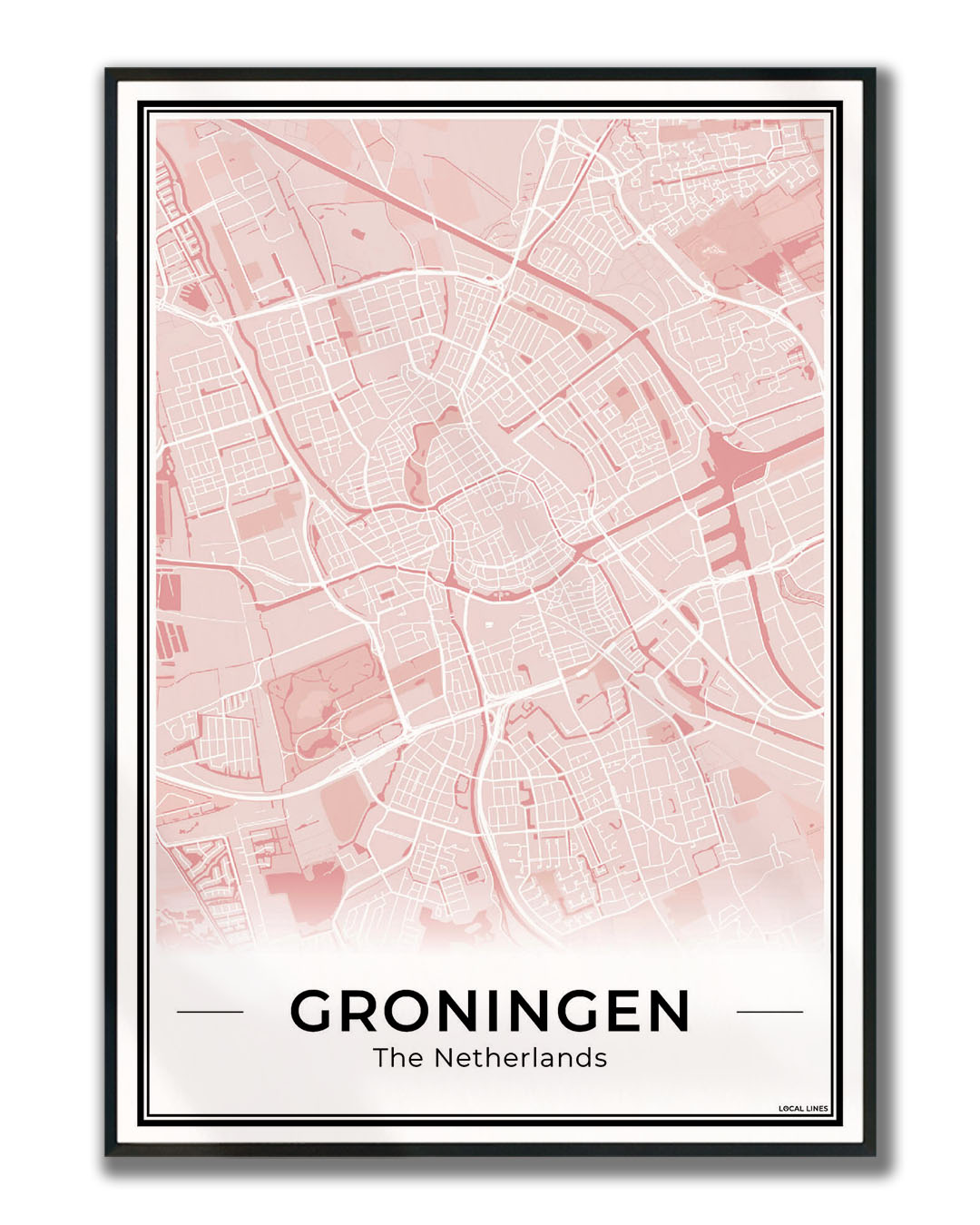 Plattegrond Groningen Blush Ingelijst