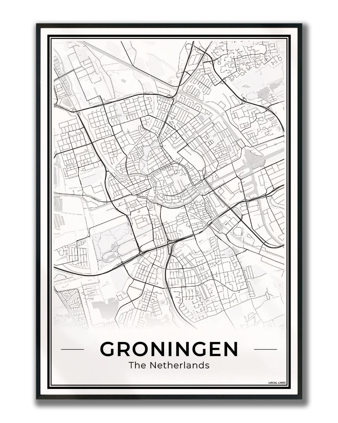 Plattegrond Groningen ingelijst Light