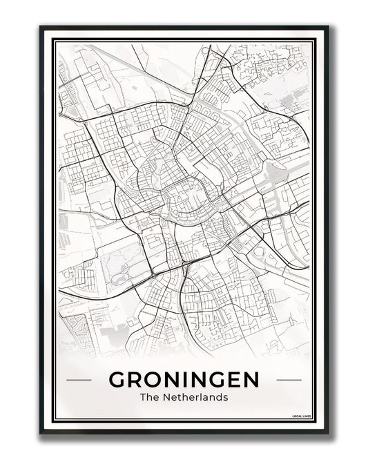 Plattegrond Groningen ingelijst Light