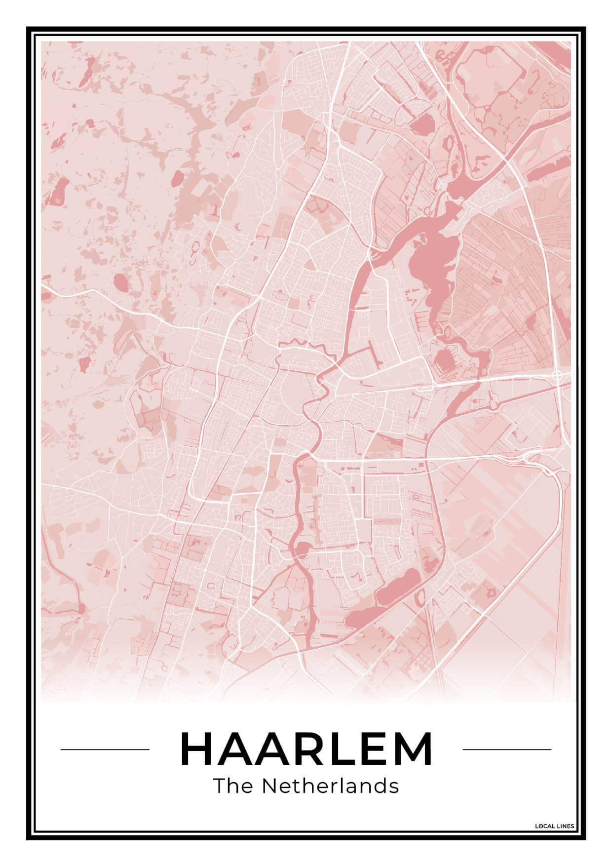 Plattegrond Haarlem Wanddecoratie Blush