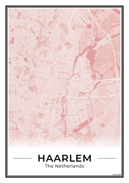 Plattegrond Haarlem Wanddecoratie Blush