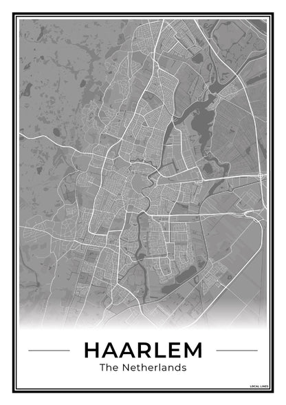 Plattegrond Haarlem Wanddecoratie Dark