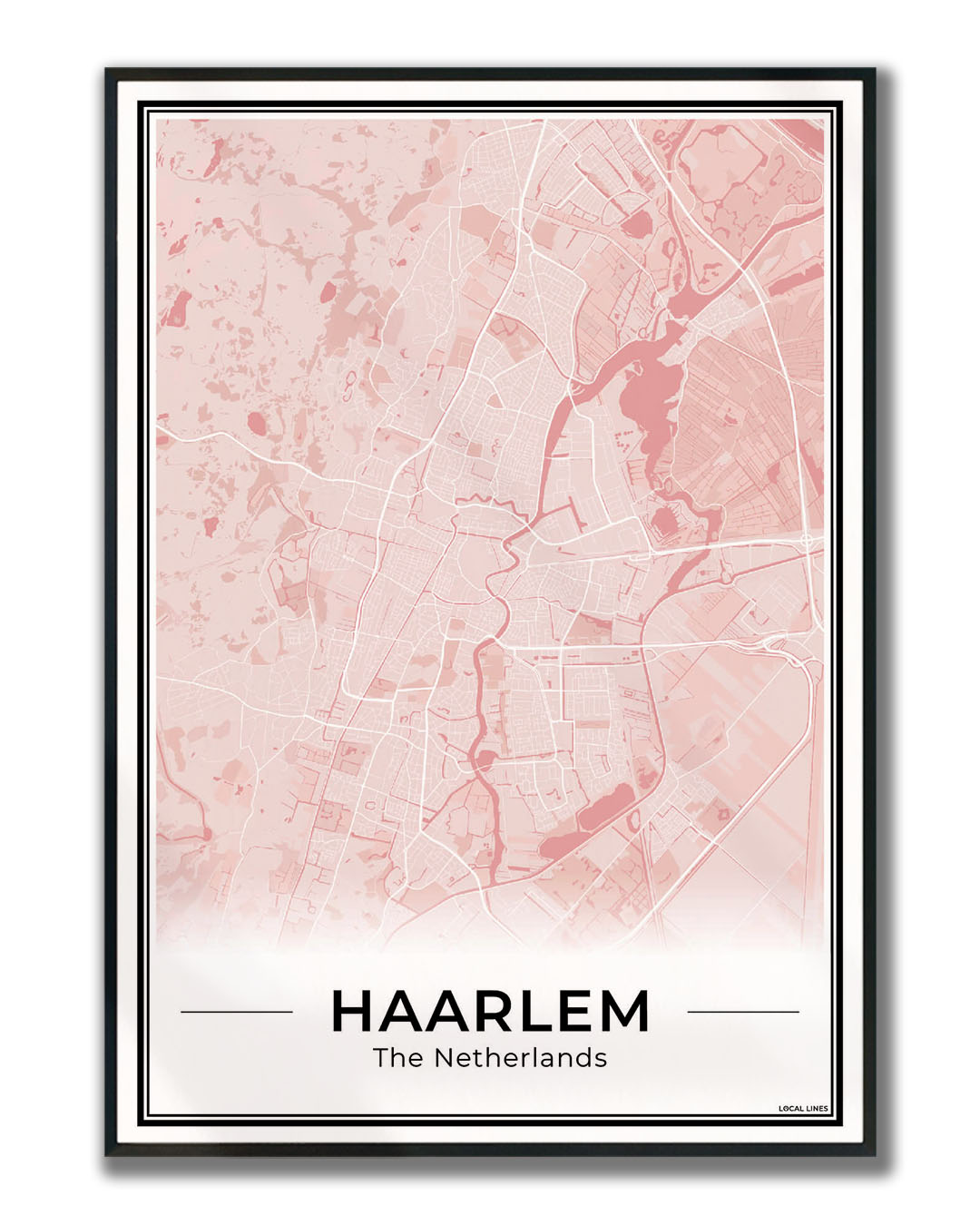 Plattegrond Haarlem Wanddecoratie Ingelijst Blush