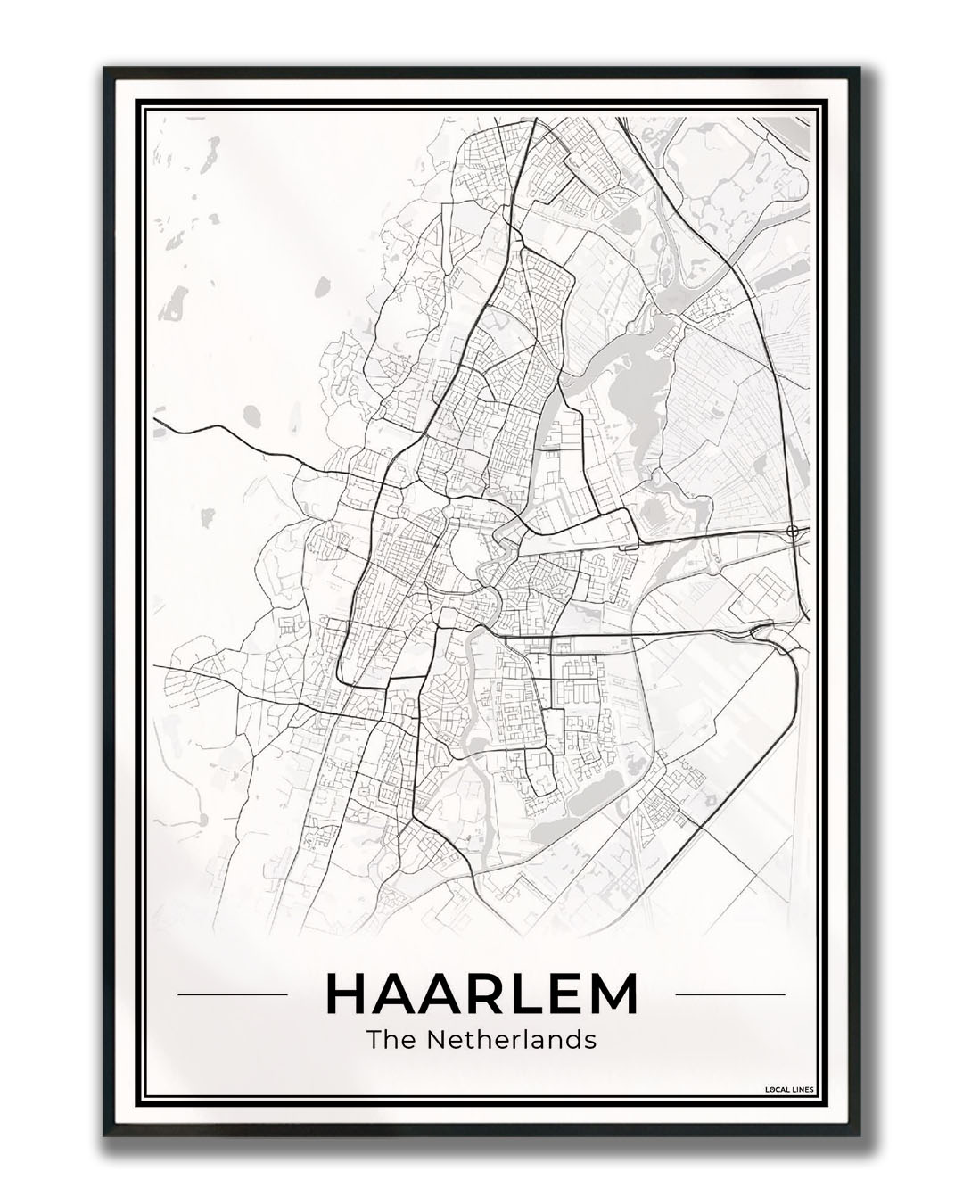 Plattegrond Haarlem Wanddecoratie Ingelijst Light 