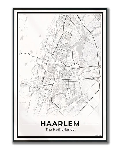 Plattegrond Haarlem Wanddecoratie Ingelijst Light 