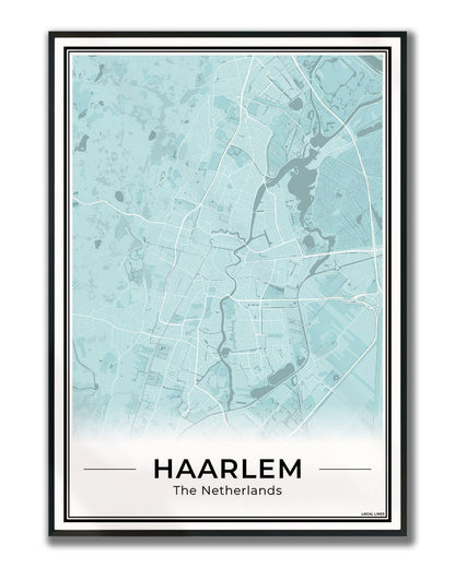 Plattegrond Haarlem Wanddecoratie ingelijst Sky