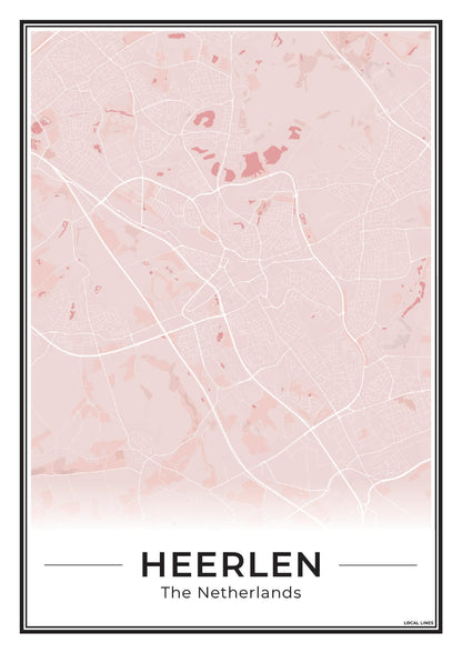 Kaart Plattegrond Heerlen Poster voor Wanddecoratie Blush