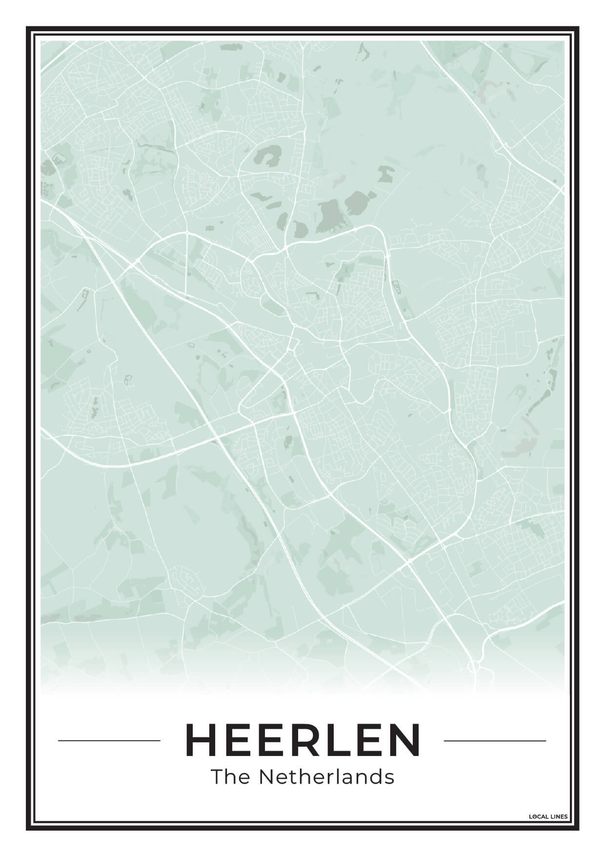 Kaart Plattegrond Heerlen Poster voor Wanddecoratie Sage