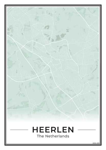 Kaart Plattegrond Heerlen Poster voor Wanddecoratie Sage