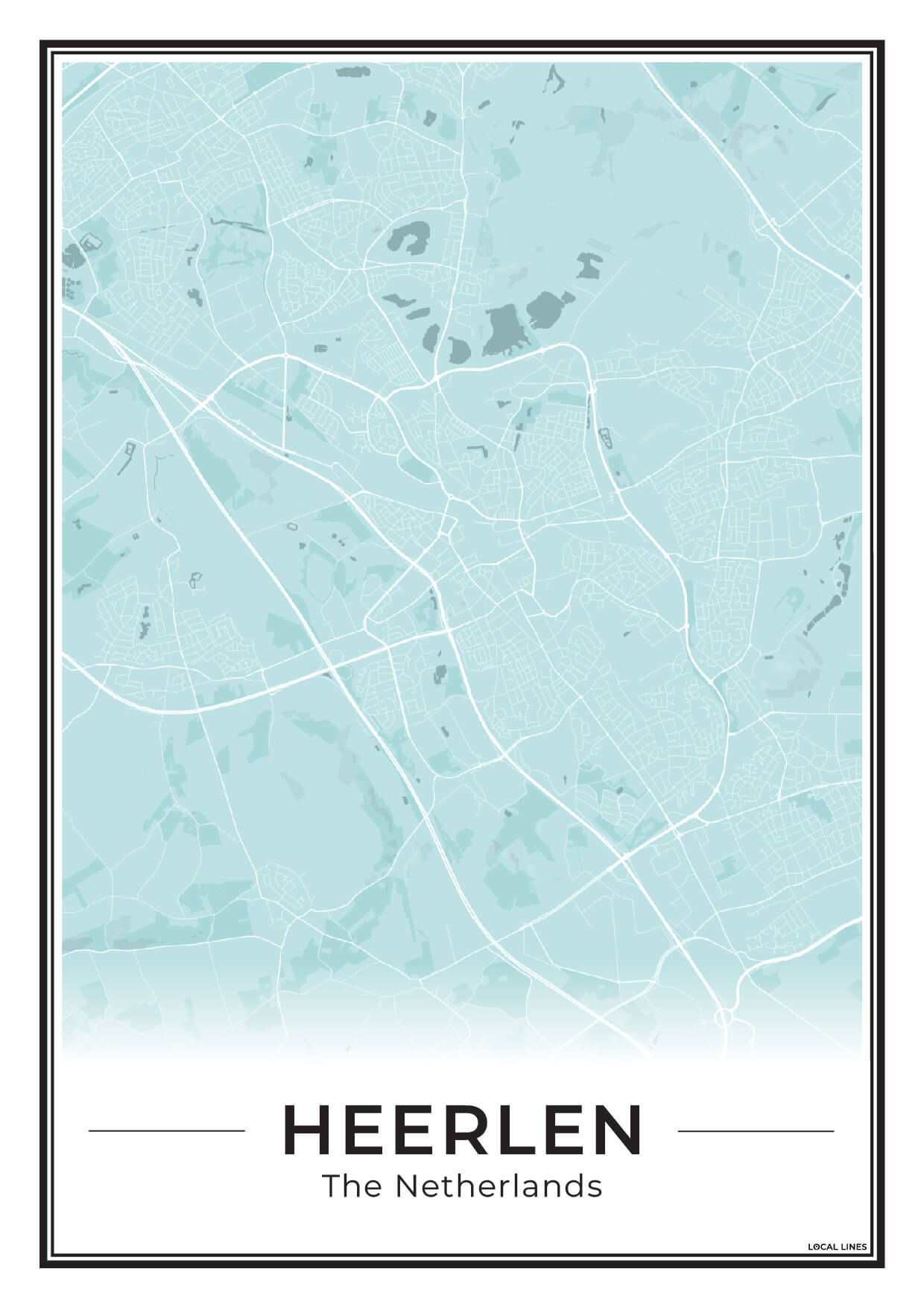 Kaart Plattegrond Heerlen Poster voor Wanddecoratie Sky