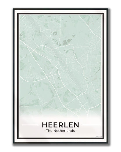 Kaart Plattegrond Heerlen Poster voor Wanddecoratie Ingelijst Sage