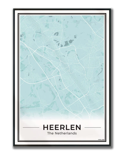 Kaart Plattegrond Heerlen Poster voor Wanddecoratie Ingelijst Sky