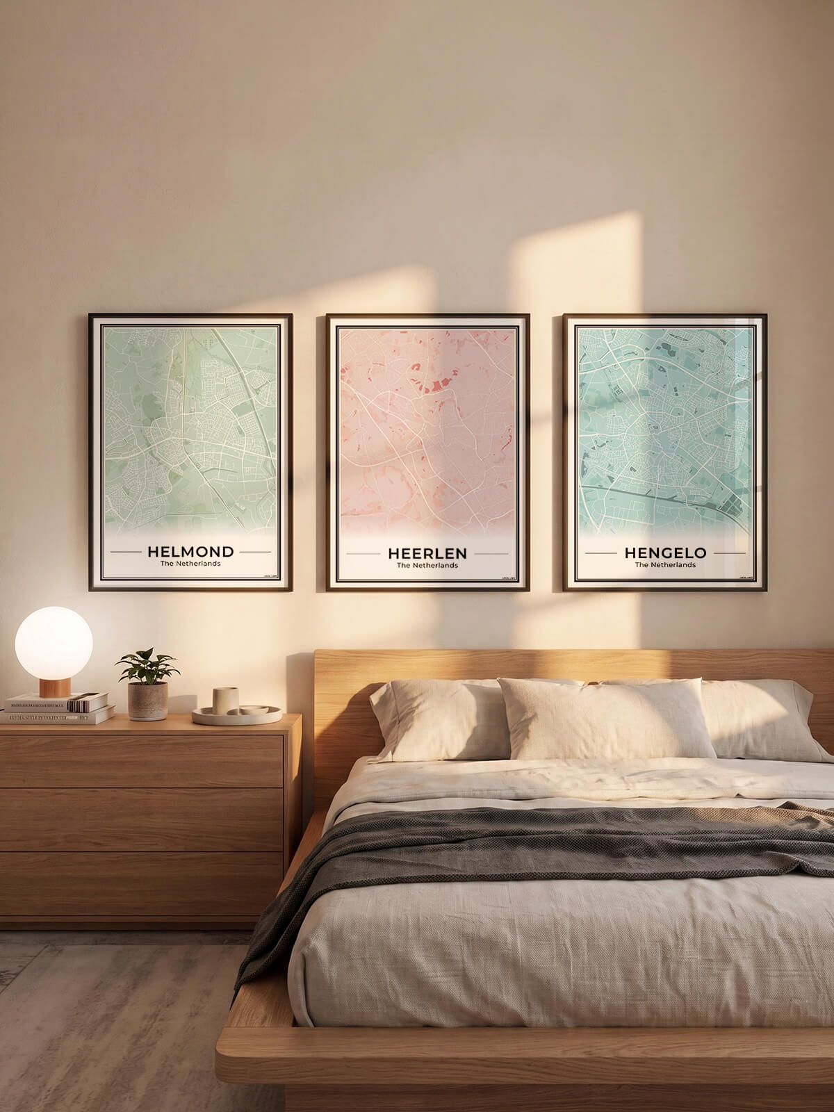 Kaart Plattegrond Heerlen Poster voor Wanddecoratie voor Slaapkamer in 3 kleuren Algemeen