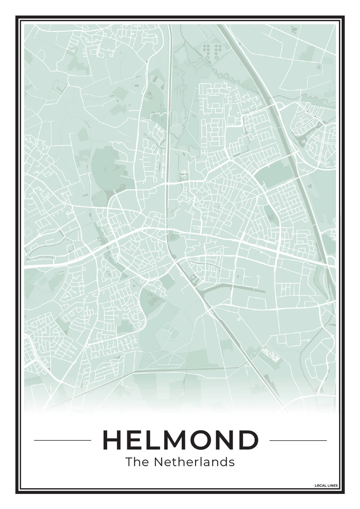 Stadskaart Helmond Plattegrond Poster voor Wanddecoratie Sage