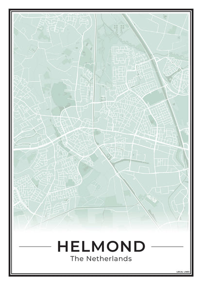Stadskaart Helmond Plattegrond Poster voor Wanddecoratie Sage