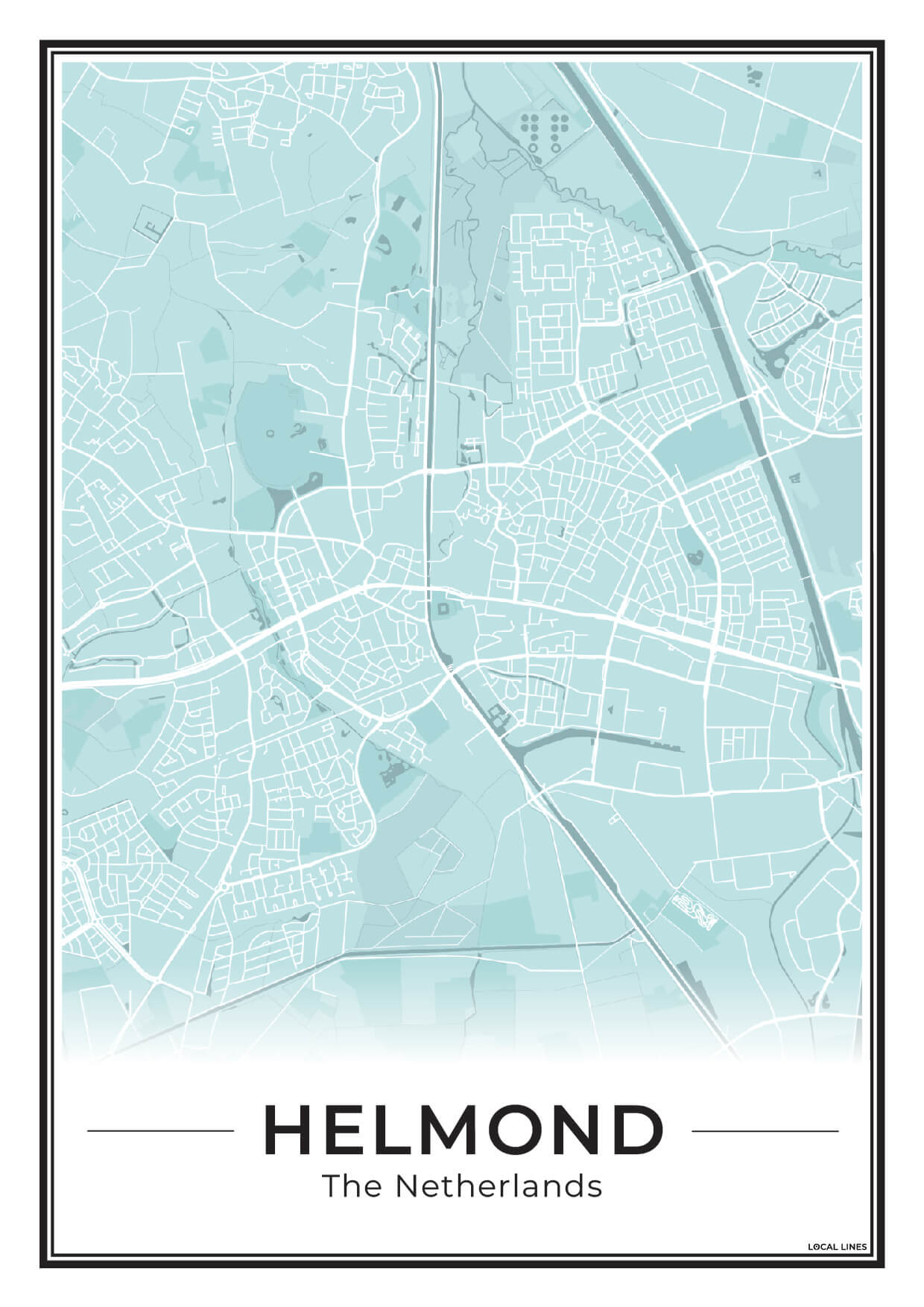 Stadskaart Helmond Plattegrond Poster voor Wanddecoratie Sky