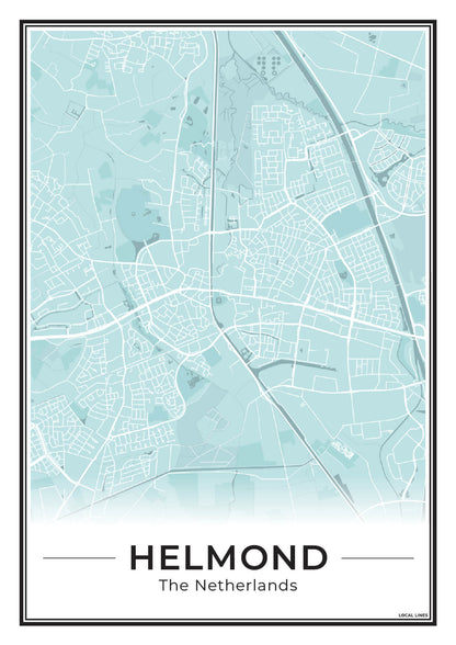 Stadskaart Helmond Plattegrond Poster voor Wanddecoratie Sky