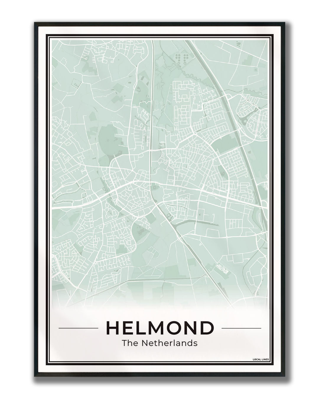 Stadskaart Helmond Plattegrond Poster voor Wanddecoratie ingelijst Sage