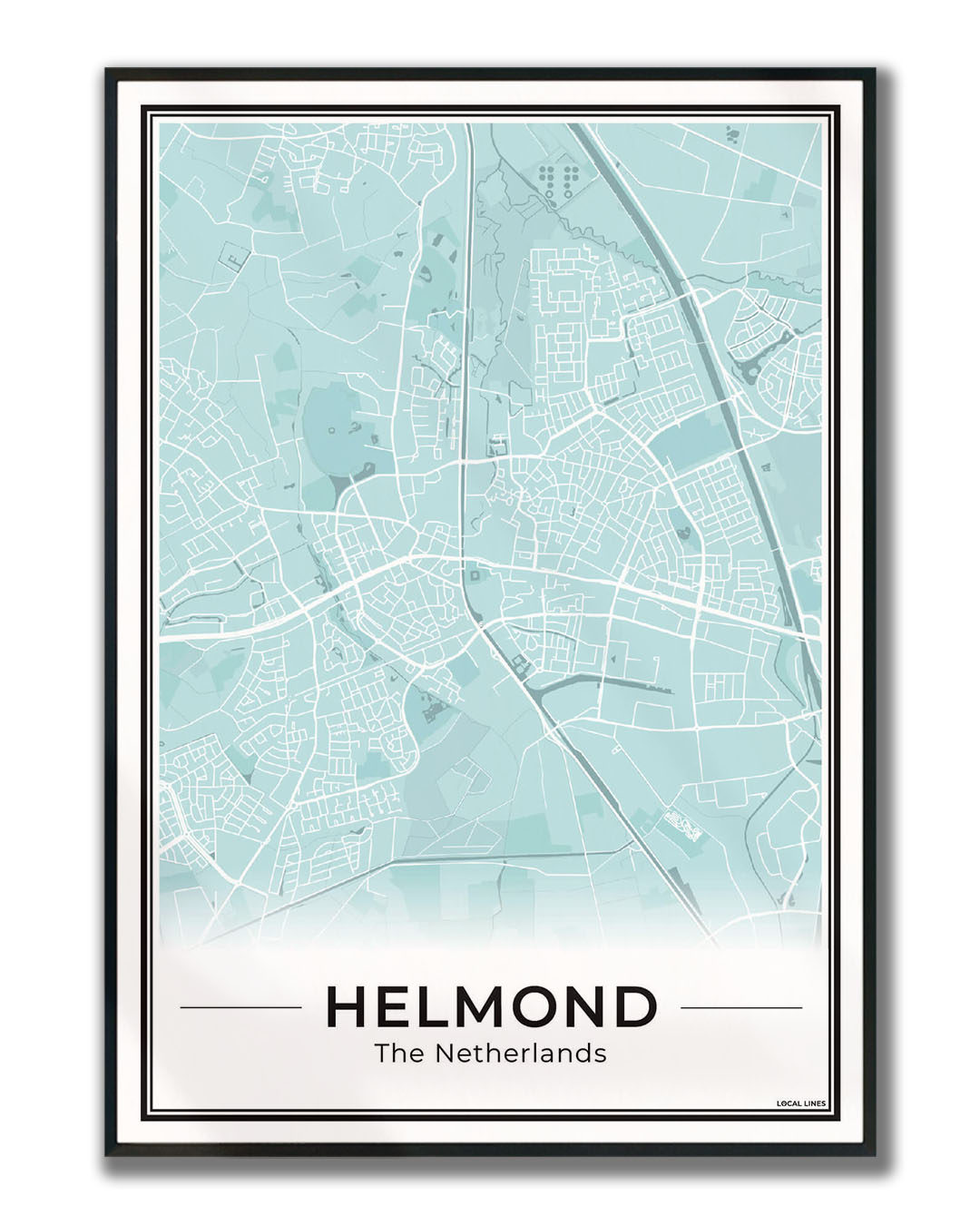 Stadskaart Helmond Plattegrond Poster voor Wanddecoratie ingelijst Sky