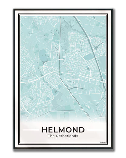 Stadskaart Helmond Plattegrond Poster voor Wanddecoratie ingelijst Sky