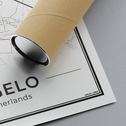 Stadskaart Hengelo Plattegrond Poster voor Wanddecoratie 300GSM Papier detail Algemeen