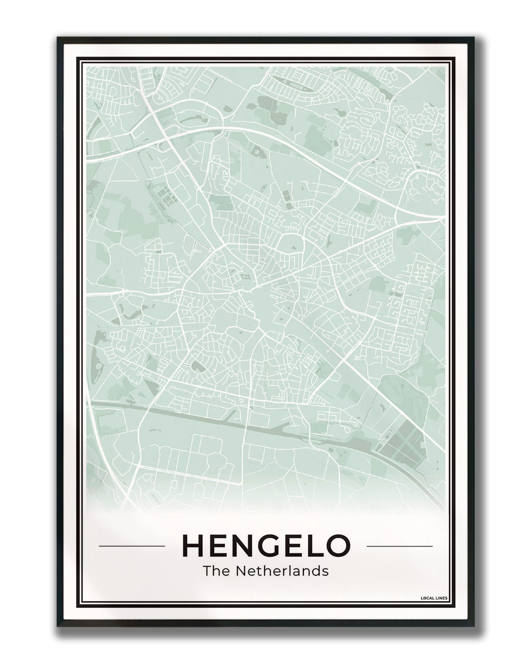 Stadskaart Hengelo Plattegrond Poster voor Wanddecoratie ingelijst Sage