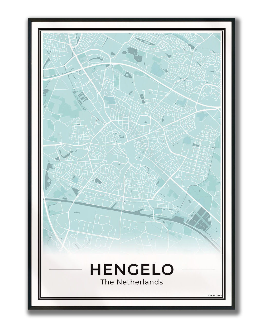 Stadskaart Hengelo Plattegrond Poster voor Wanddecoratie Ingelijst Sky