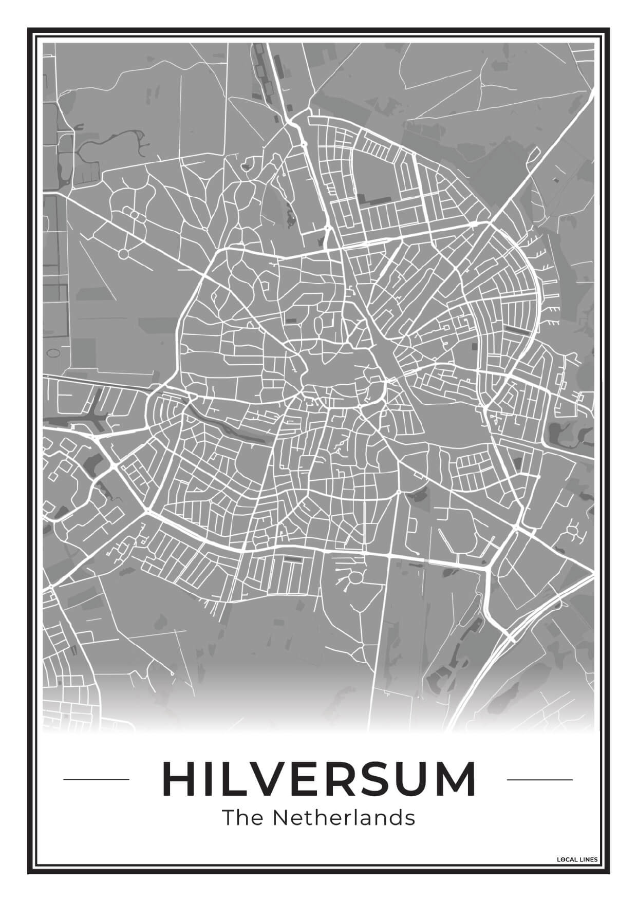 Stadskaart Hilversum Plattegrond voor Woonkamer Dark