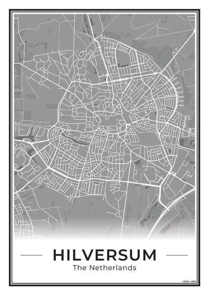 Stadskaart Hilversum Plattegrond voor Woonkamer Dark