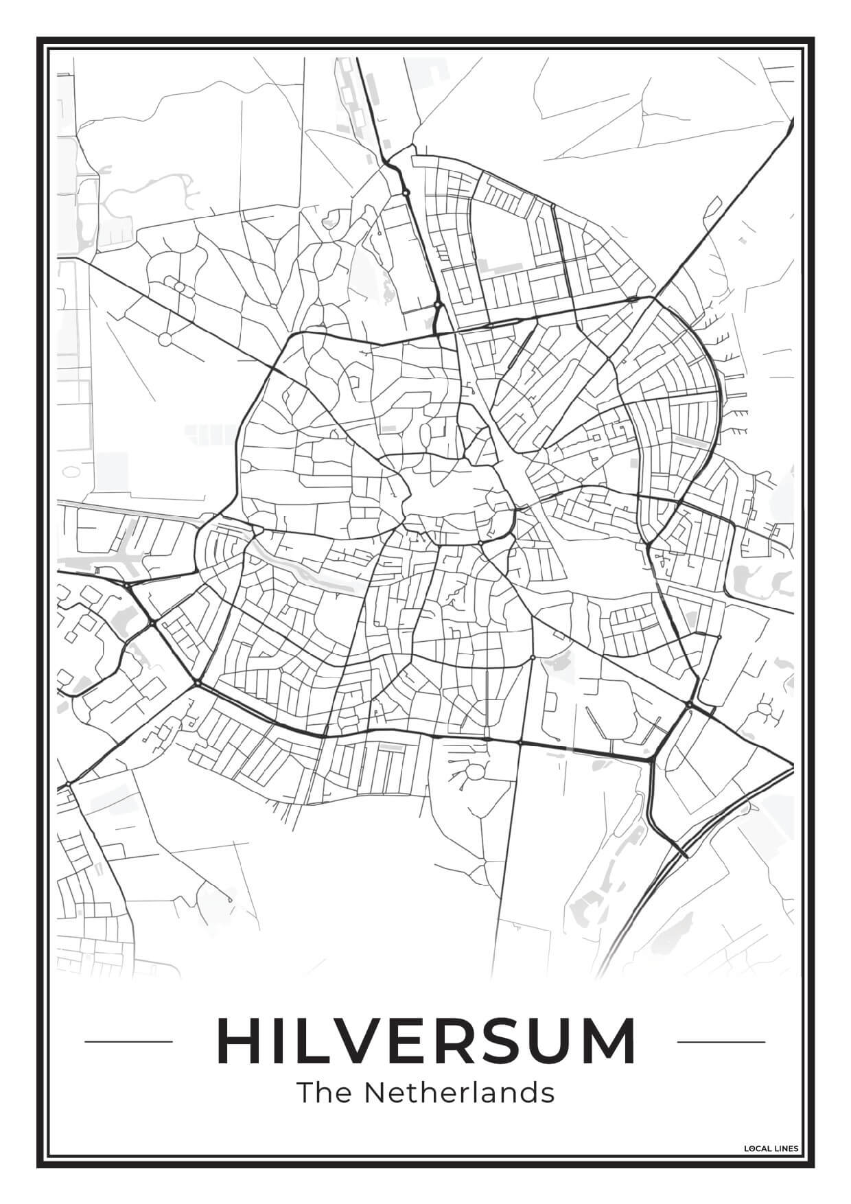 Stadskaart Hilversum Plattegrond voor Woonkamer Light