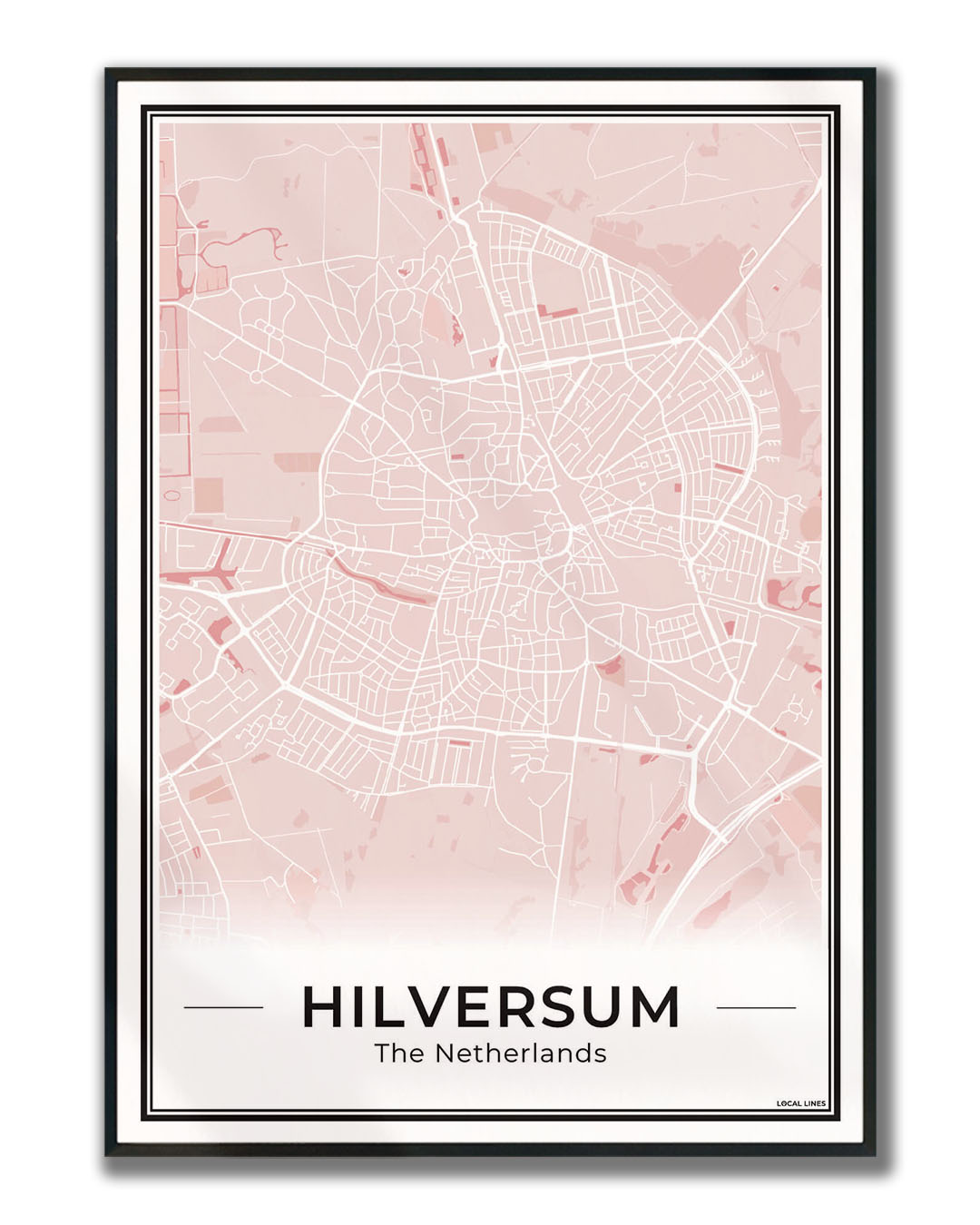 Stadskaart Hilversum Plattegrond voor Woonkamer ingelijst Blush