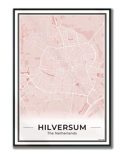 Stadskaart Hilversum Plattegrond voor Woonkamer ingelijst Blush