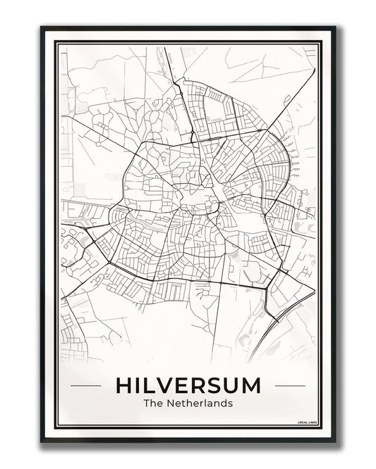 Stadskaart Hilversum Plattegrond voor Woonkamer Ingelijst Light