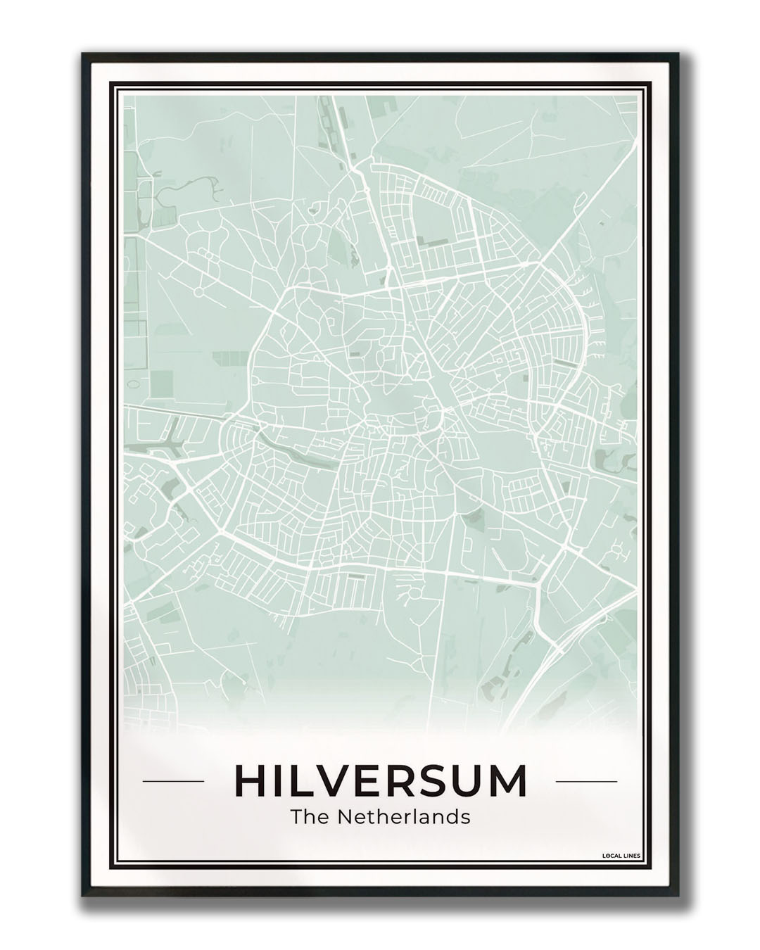 Stadskaart Hilversum Plattegrond voor Woonkamer ingelijst Sage