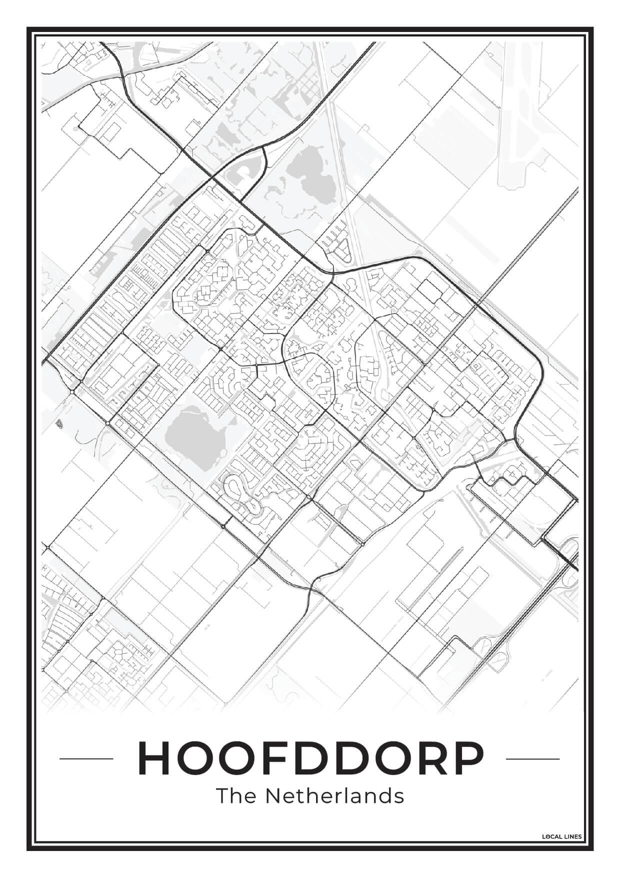 Stadskaart Hoofddorp Plattegrond voor Woonkamer Light