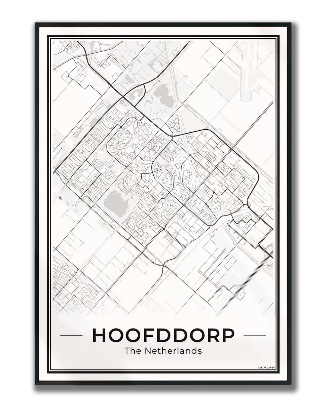 Stadskaart Hoofddorp Plattegrond voor Woonkamer Ingelijst Light