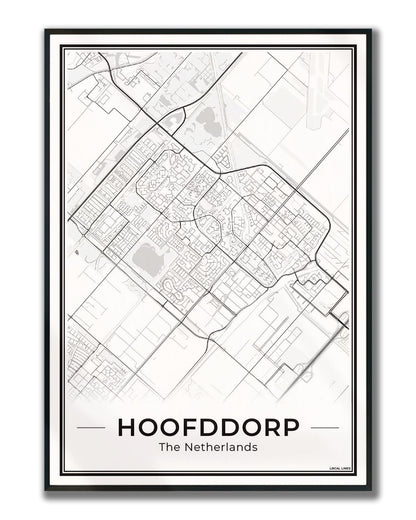Stadskaart Hoofddorp Plattegrond voor Woonkamer Ingelijst Light